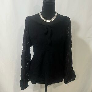 Torrid Black Lace Sleeve Blouse